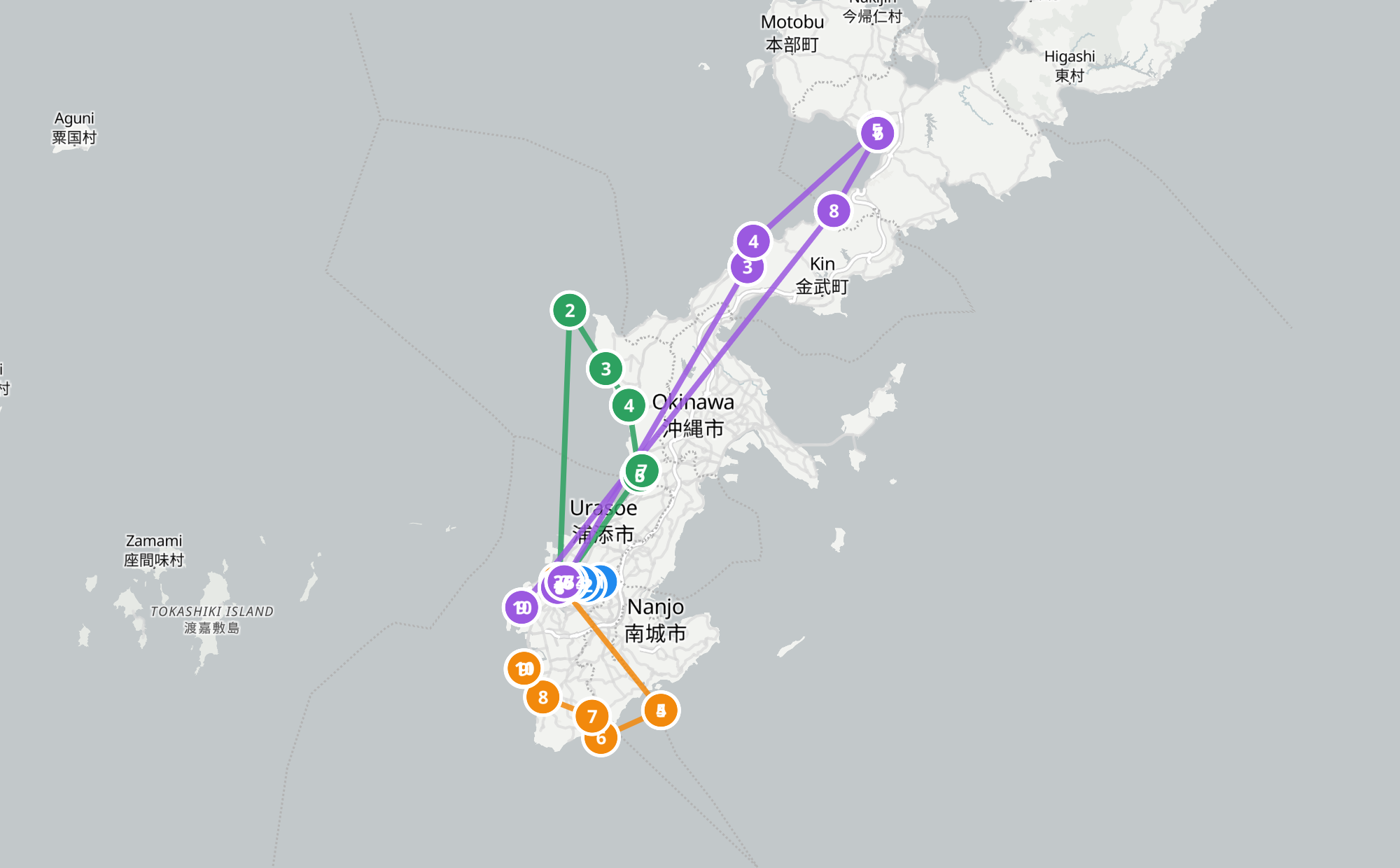 Okinawa 여행 동선 지도